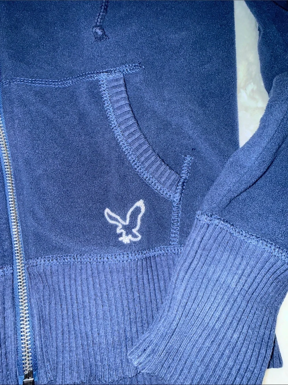 American Eagle Outfitters Navy Blue Fleece Zip Hoodie